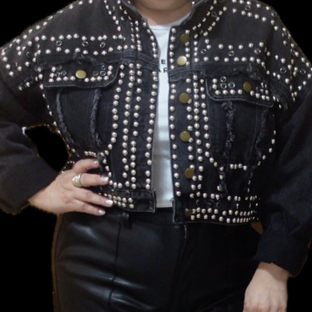 MA CHERIE EMBELLISHMENT MOTO JACKET WOMEN SIZE MEDIUM